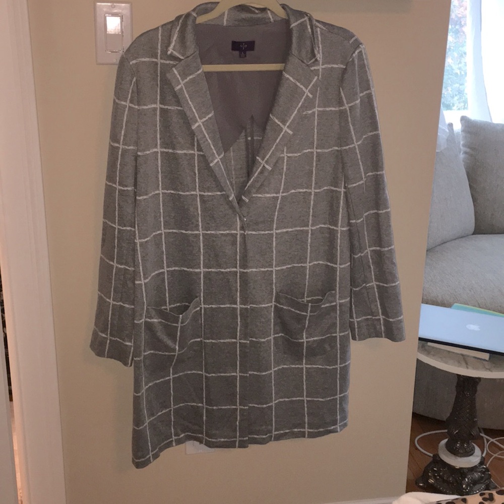 NYDJ Grey and white checkered jacket size large